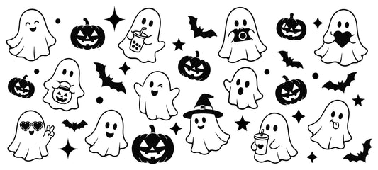 Ghosts pumpkins and bats Halloween sunroof vinyl design