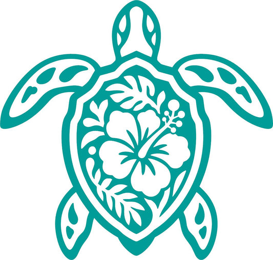 Hawaiian floral sea turtle vinyl decal product image 2