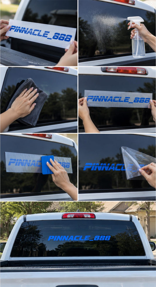 Custom text vinyl decal application example
