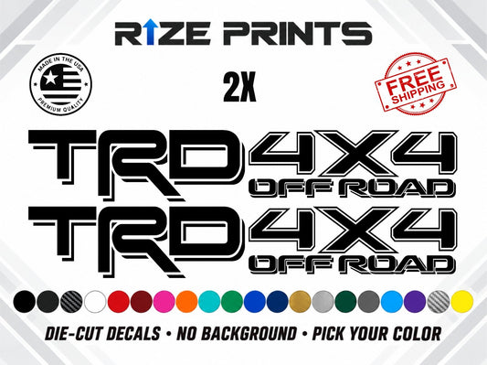 (2) TRD OFF ROAD Decals Stickers Silver Vinyl Toyota Tacoma Tundra 4x4 4Runner