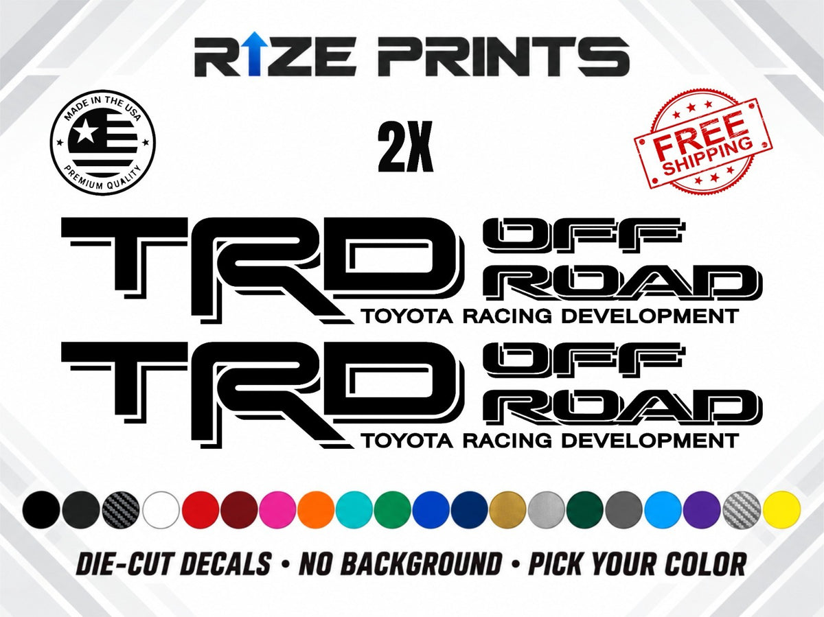 (2) TRD OFF ROAD Decals Stickers Silver Vinyl Toyota Tacoma Tundra 4x4 4Runner