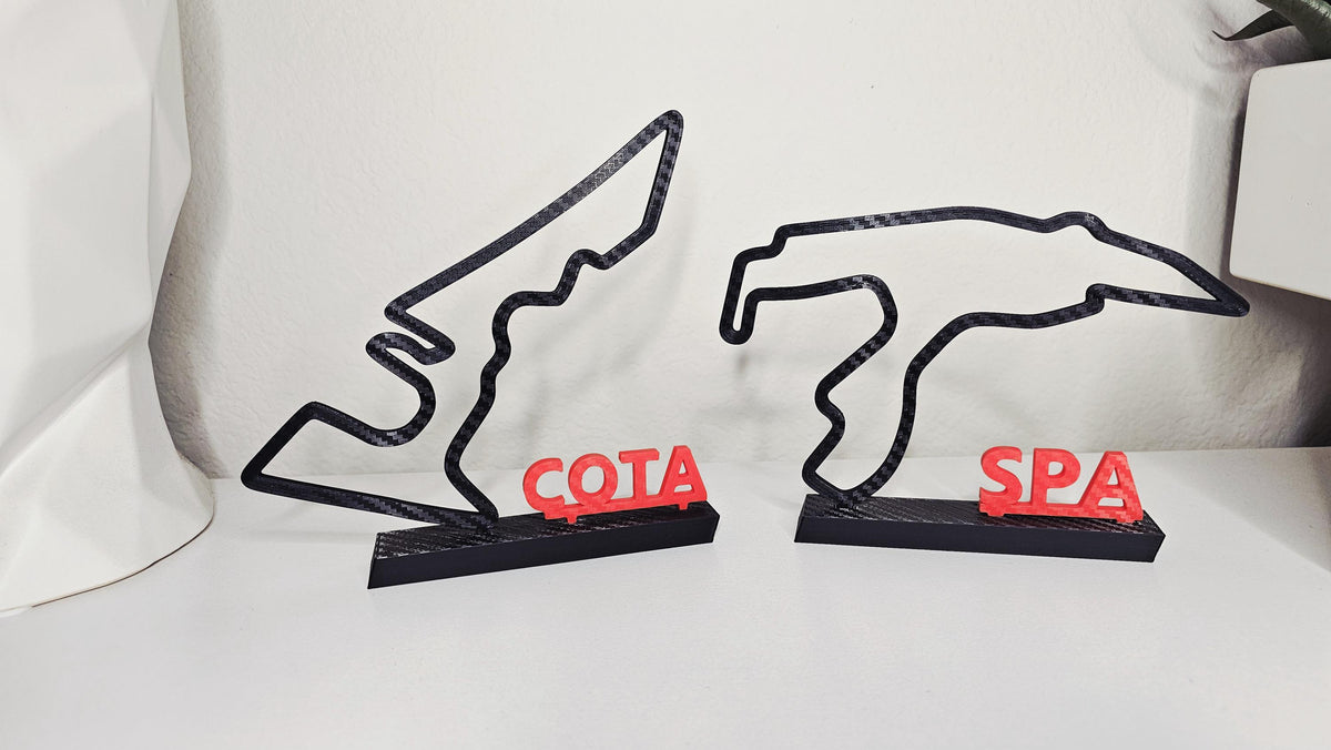 F1 Race Track Desk Decor – Carbon Fiber look 3D Print, Formula One Racing Gift