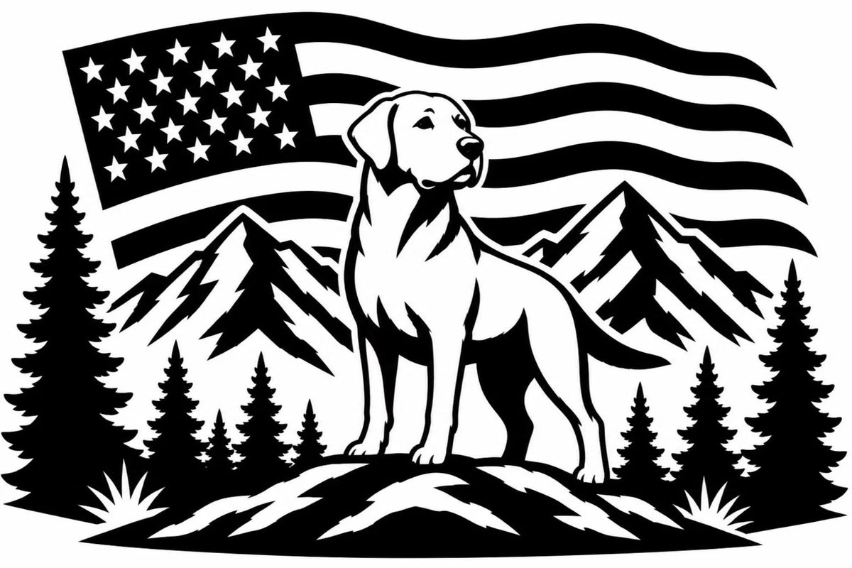 American flag Labrador mountain vinyl decal