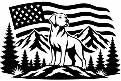 American flag Labrador mountain vinyl decal