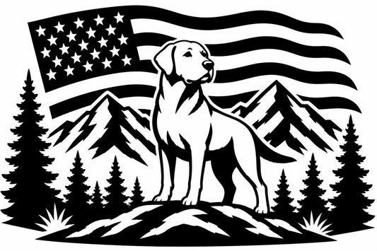 American flag Labrador mountain vinyl decal