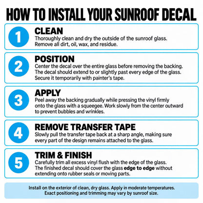Sunroof decal application instructions