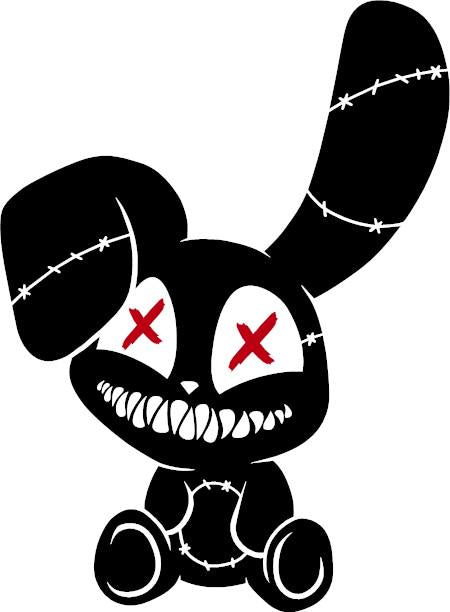Creepy stitched bunny decal with X eyes and stitched details