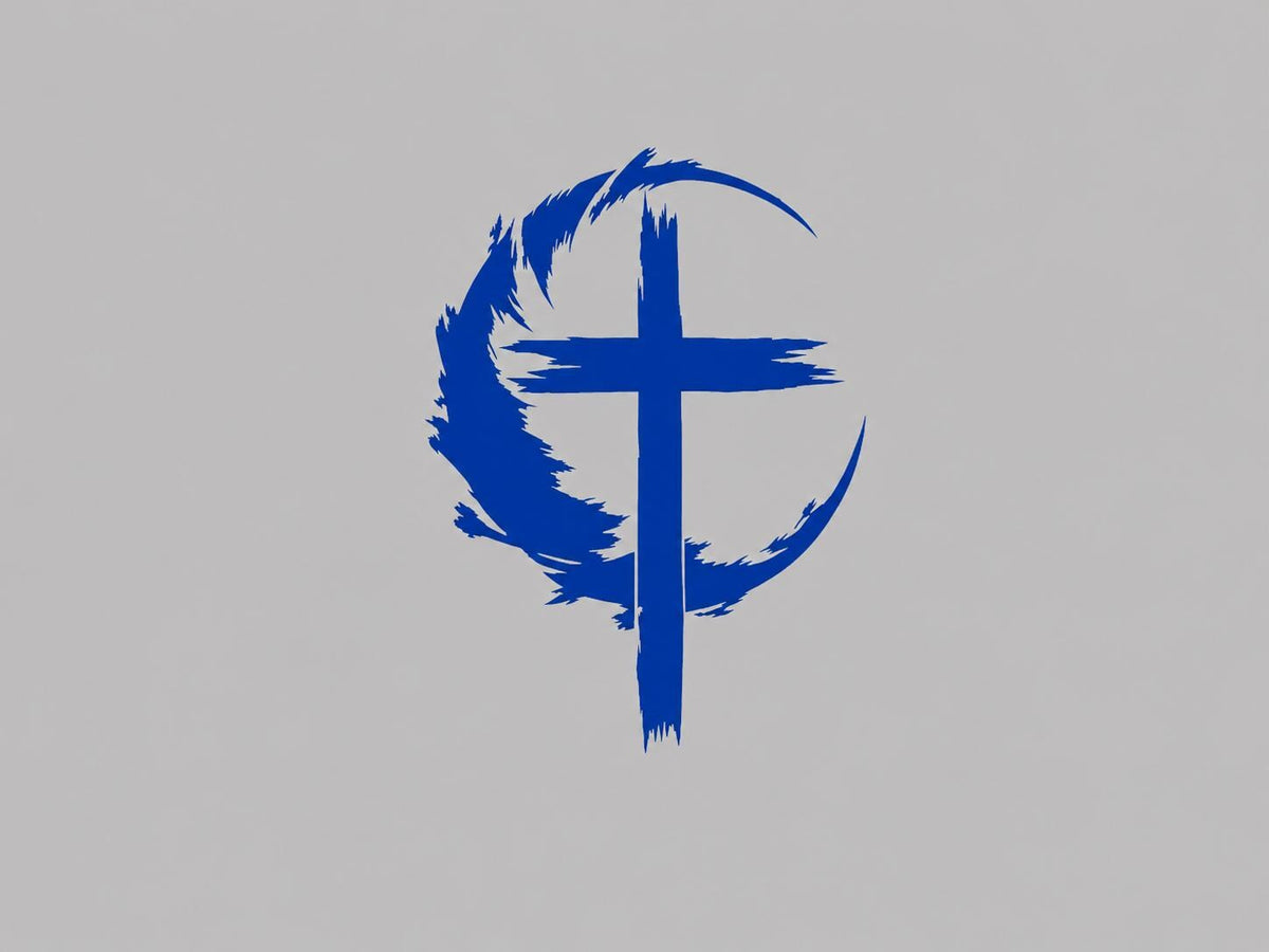 Crescent cross vehicle window decal