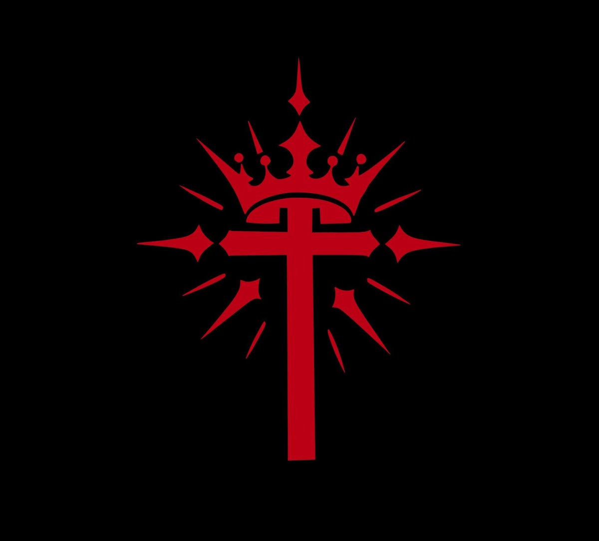 Crowned cross vinyl decal lifestyle image