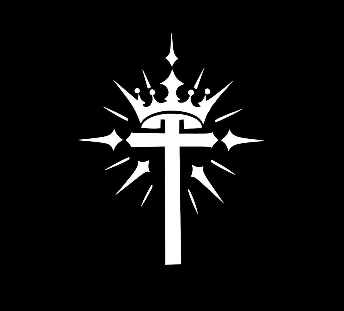 Crowned cross car window decal color examplešķ
