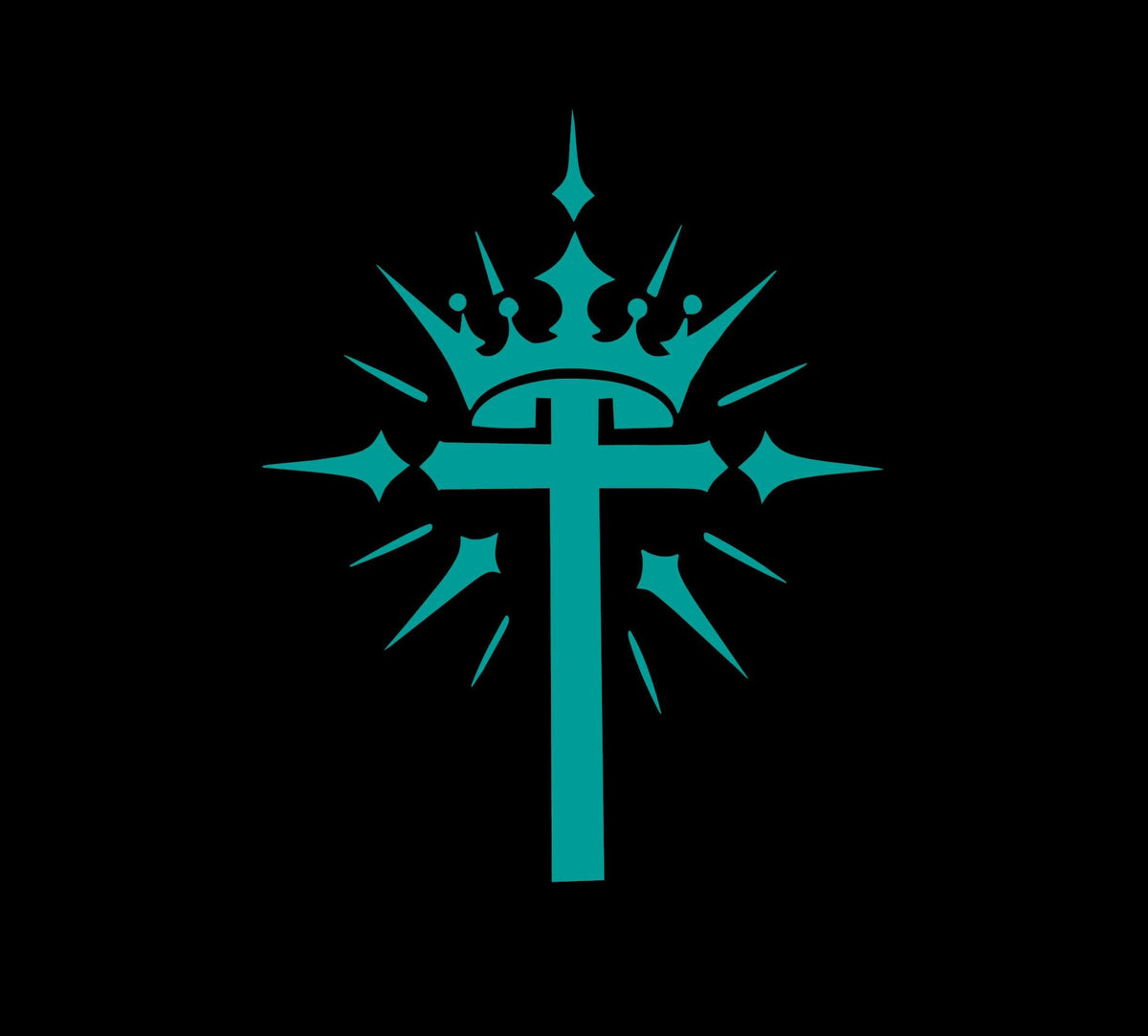 Crowned Christian cross decal example