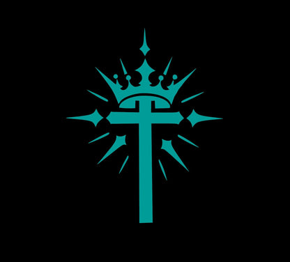Crowned Christian cross decal example