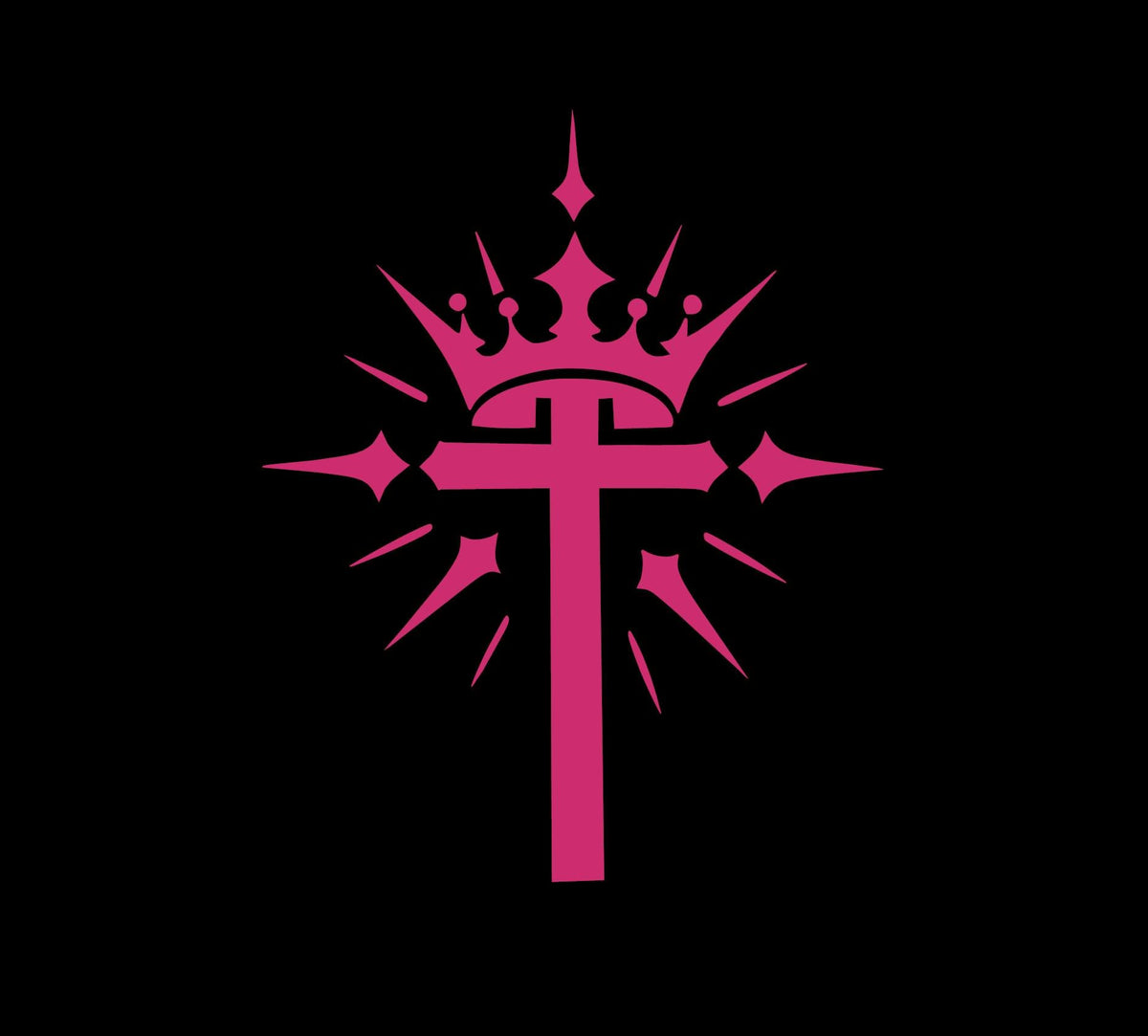 Faith-inspired crowned cross vinyl sticker