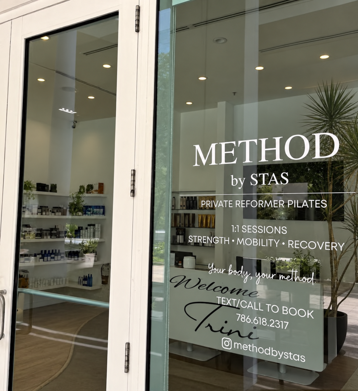 Custom storefront door lettering decal example