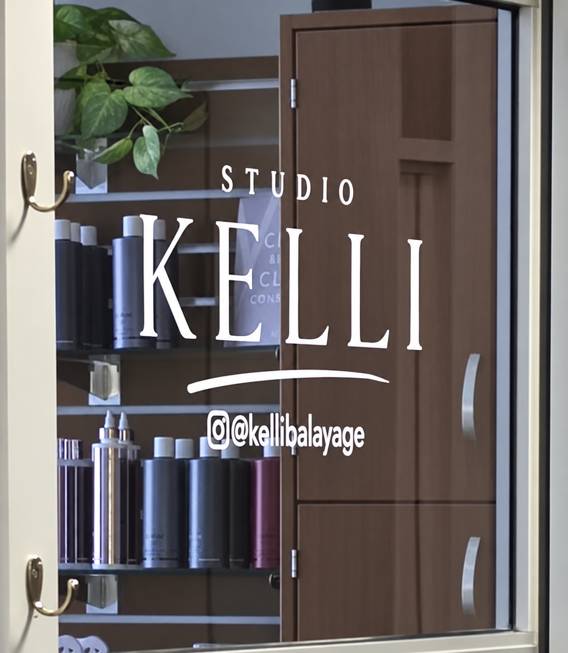 Personalized business window sign with logo and contact details