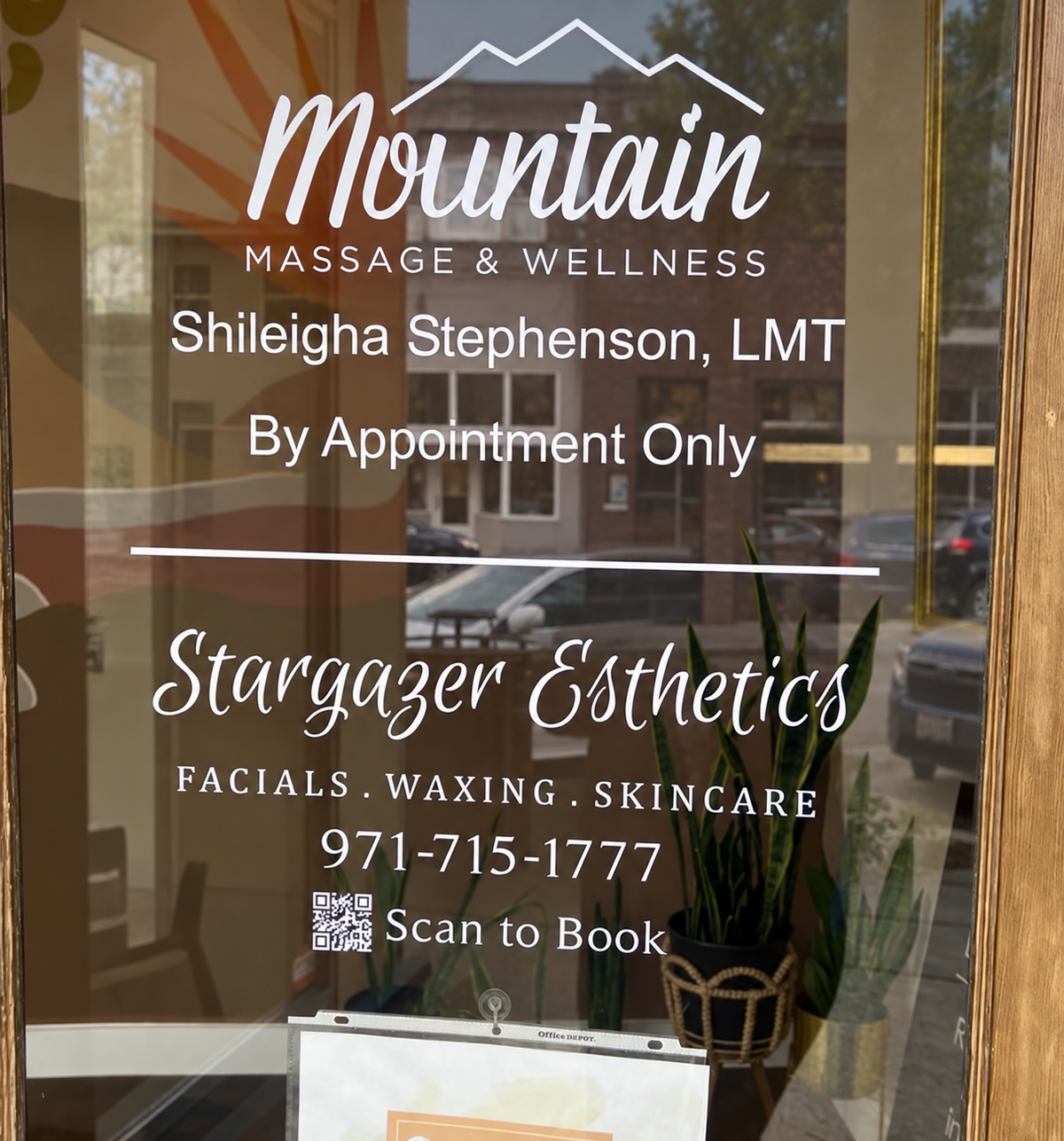 Custom business door decal layout example