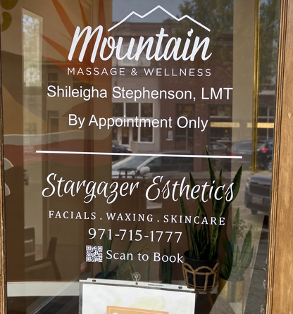 Custom business door decal layout example