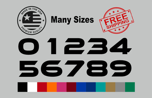 Custom racing number vinyl decal for dirt bikes and race cars