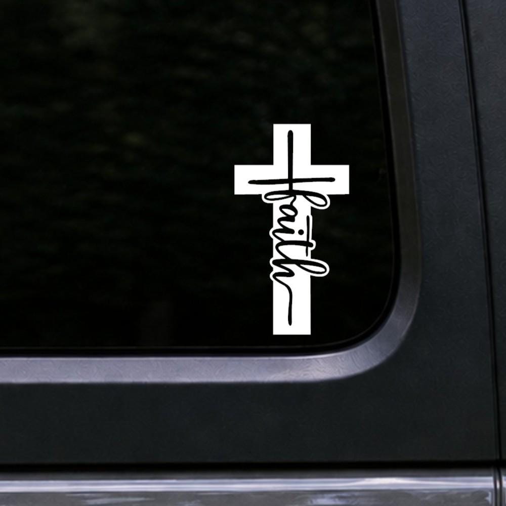 Faith cross Christian vinyl decal product image 1