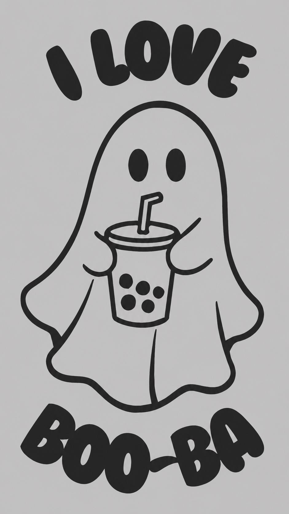 Ghost drinking boba tea Halloween decal