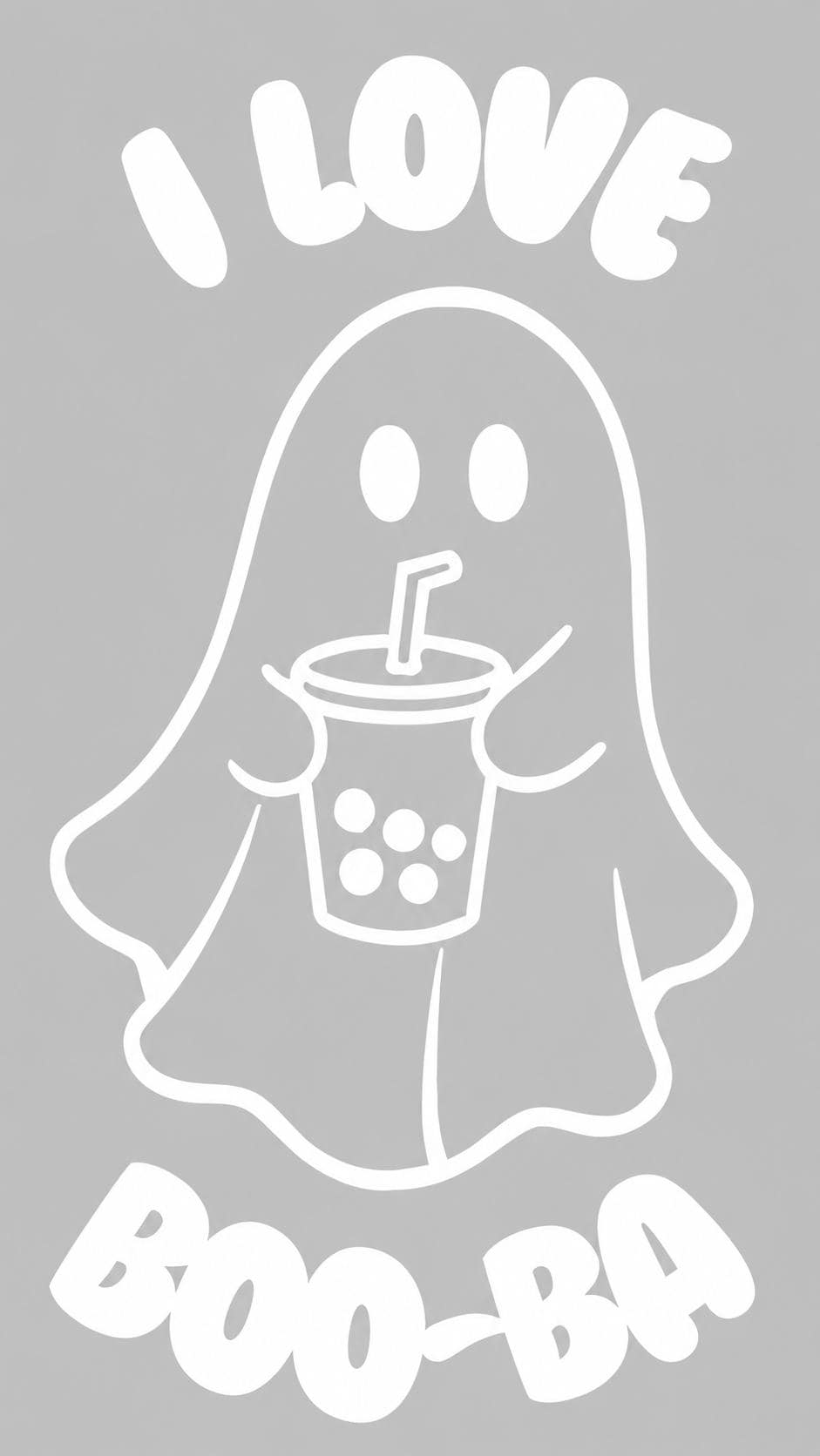 Cute ghost bubble tea decal color example