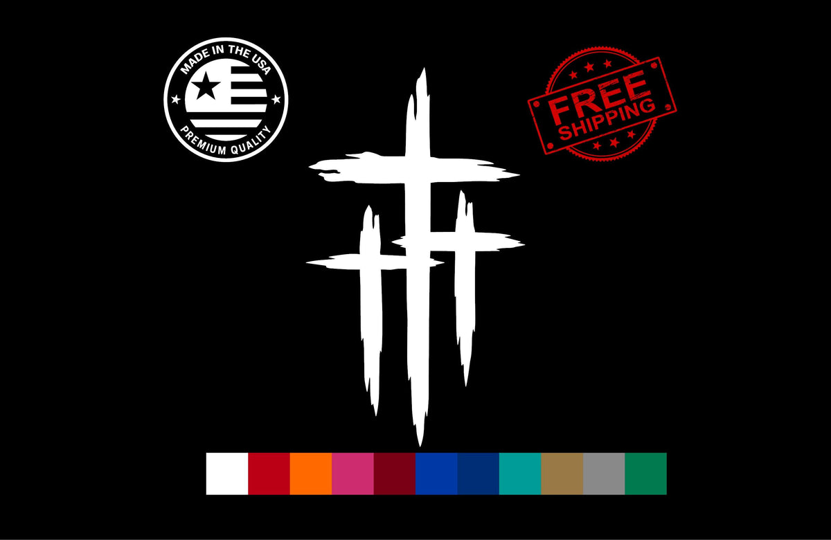 Three crosses Christian car window vinyl decal