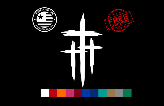 Three crosses Christian car window vinyl decal