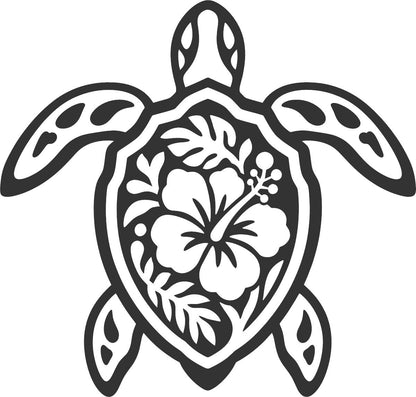 Hawaiian floral sea turtle vinyl decal product image 4