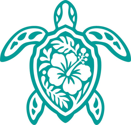 Hawaiian floral sea turtle vinyl decal product image 2