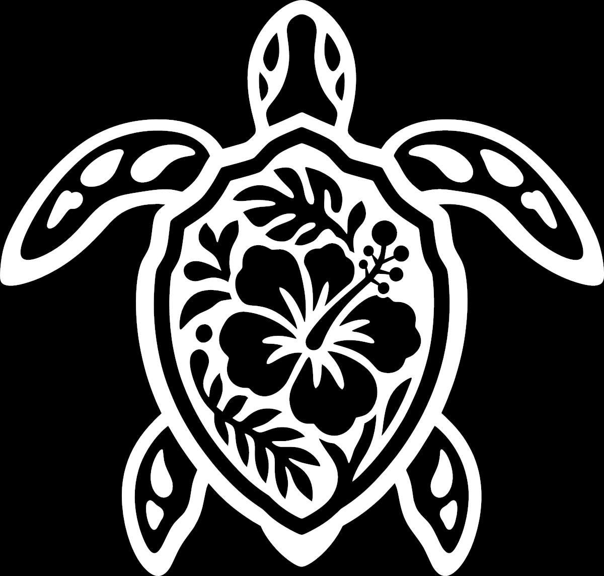 Hawaiian floral sea turtle vinyl decal product image 5