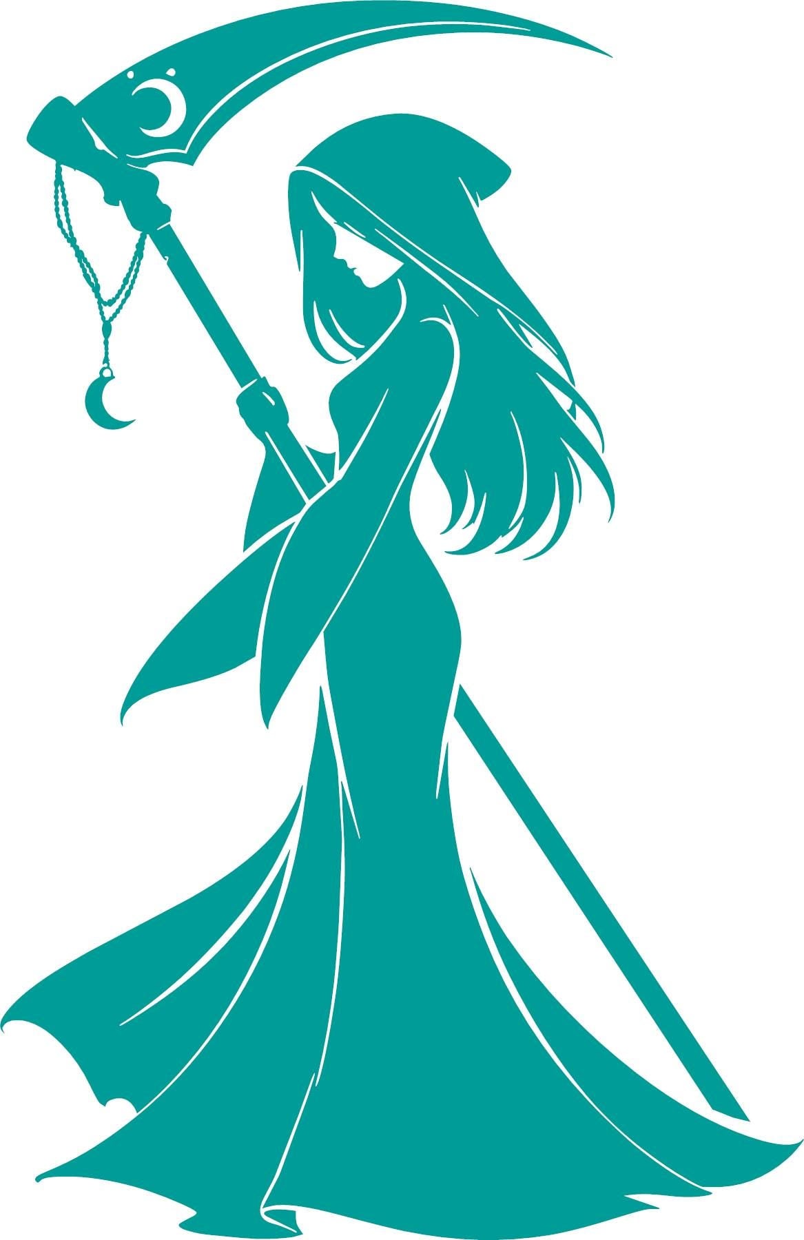 Gothic reaper girl vinyl decal product image 5