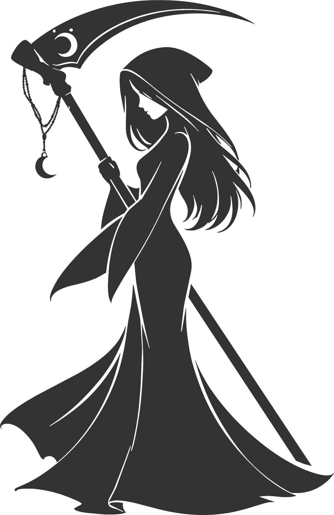 Gothic reaper girl vinyl decal product image 3