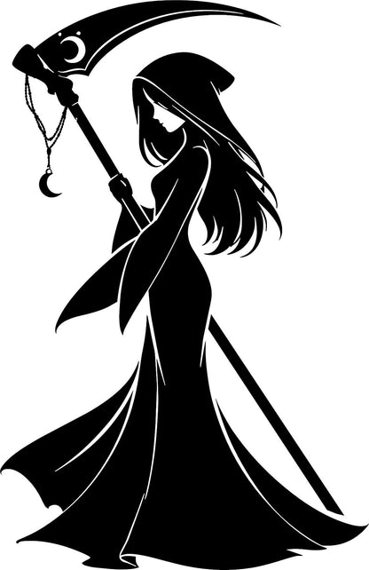Gothic reaper girl vinyl decal product image 2