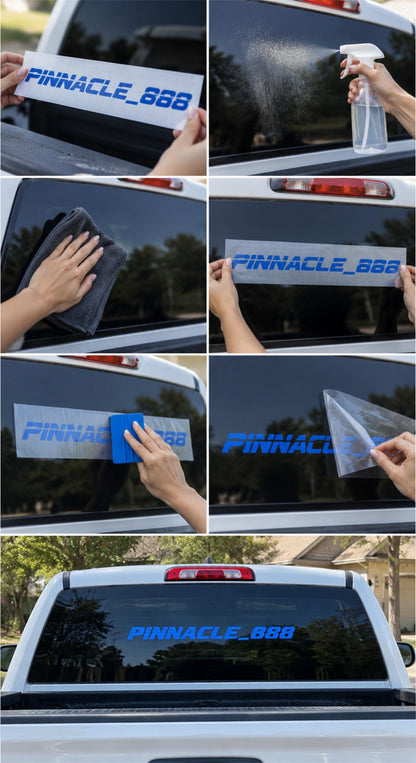 Custom text vinyl decal application example