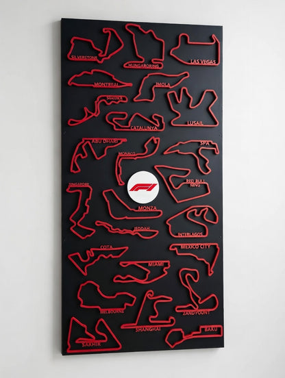 Formula One Race Tracks Carbon Fiber Look Wall Art - 2026 F1 Schedule