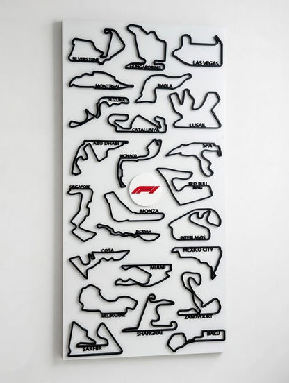 Formula One Race Tracks Carbon Fiber Look Wall Art - 2026 F1 Schedule