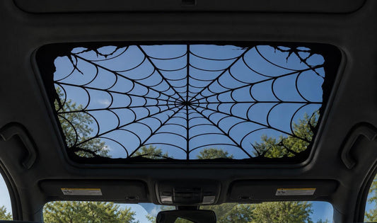 Spiderweb sunroof decal installed on a car moonroof