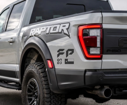 Texas Ford Raptor F-150 FP rear-quarter decal pair