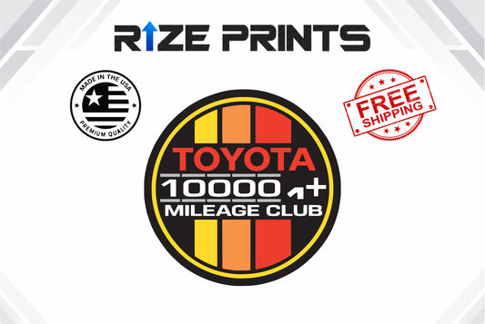 Toyota 100,000+ Mileage Club Vintage Style Sticker | 3" x 3"