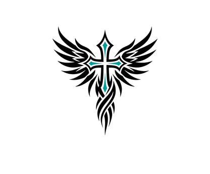 Angel wings cross vinyl sticker design