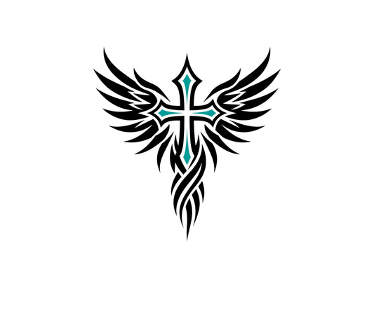 Angel wings cross vinyl sticker design