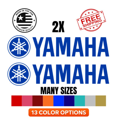 Pair of Yamaha text logo motorcycle decals