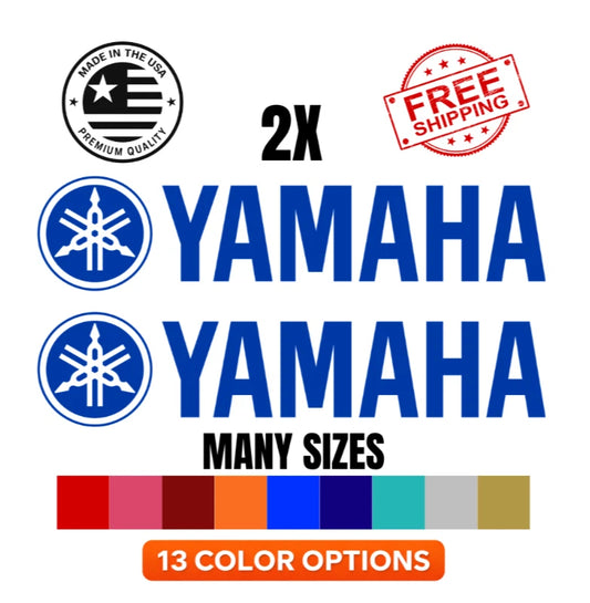 Pair of Yamaha text logo motorcycle decals